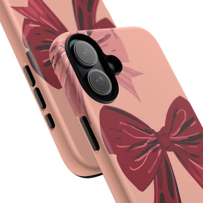 Bow Pattern Tough Phone Case — Pink, Red & Black Decorative Bows