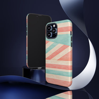 Pastel Stripes Tough Phone Case – Retro Coral & Teal Protective Cover