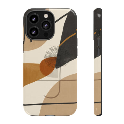 Abstract Earth Tone Phone Case — Mid-Century Minimalist Tough Case