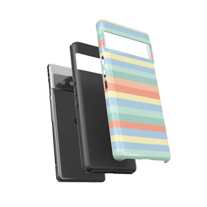 Pastel Striped Phone Case — Retro Horizontal Multi-Color Tough Case