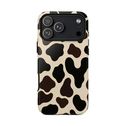 Cow Print Phone Case — Black & Cream Protective  Case