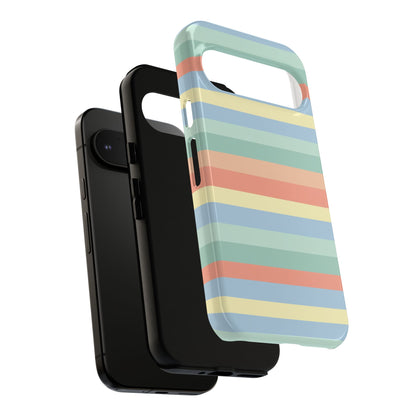 Pastel Striped Phone Case — Retro Horizontal Multi-Color Tough Case