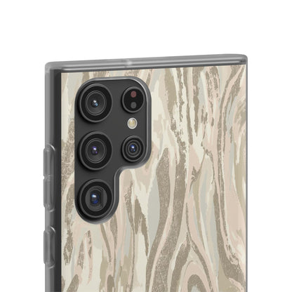 Neutral Marble Swirl Flexi Phone Case — Beige Abstract Protective Cover