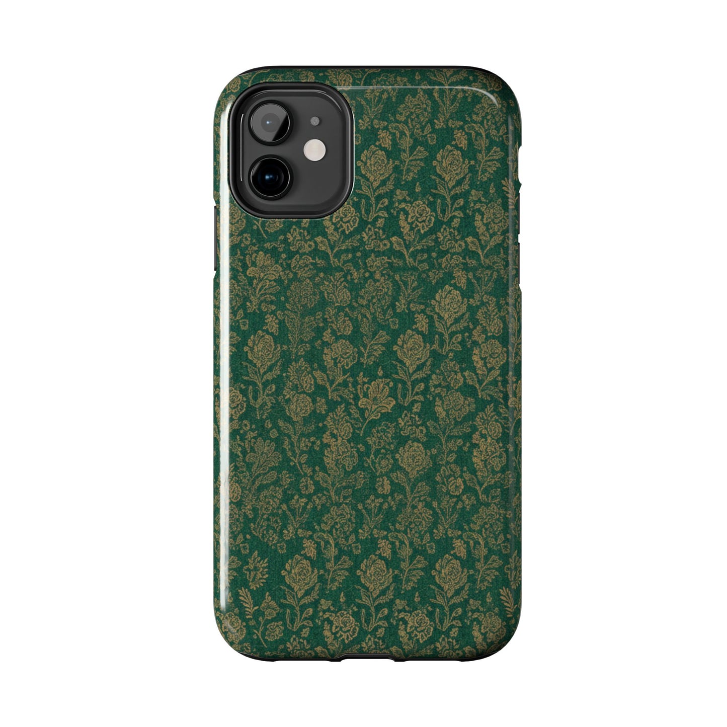 Vintage Floral Tough Phone Case — Green Damask Protective Cover