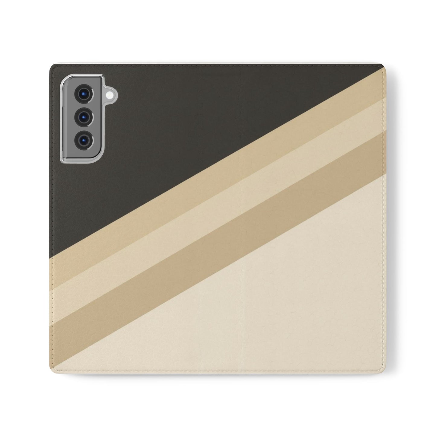 Retro Neutral Stripe Flip Phone Case — Wallet Folio with Card Slots