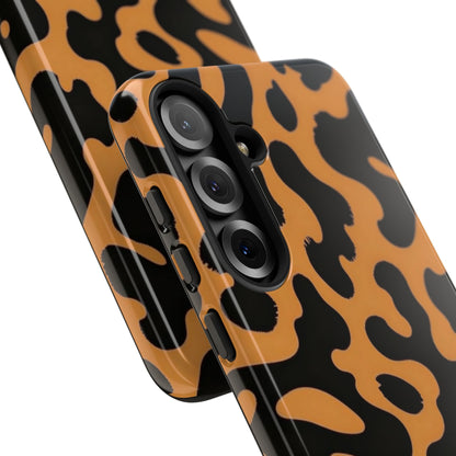 Leopard Print Phone Case — Orange & Black Tough Pattern Protective Cover