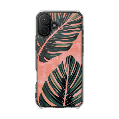 Clear Impact Phone Case — Tropical Palm Leaf Design (Magnetic Compatible)
