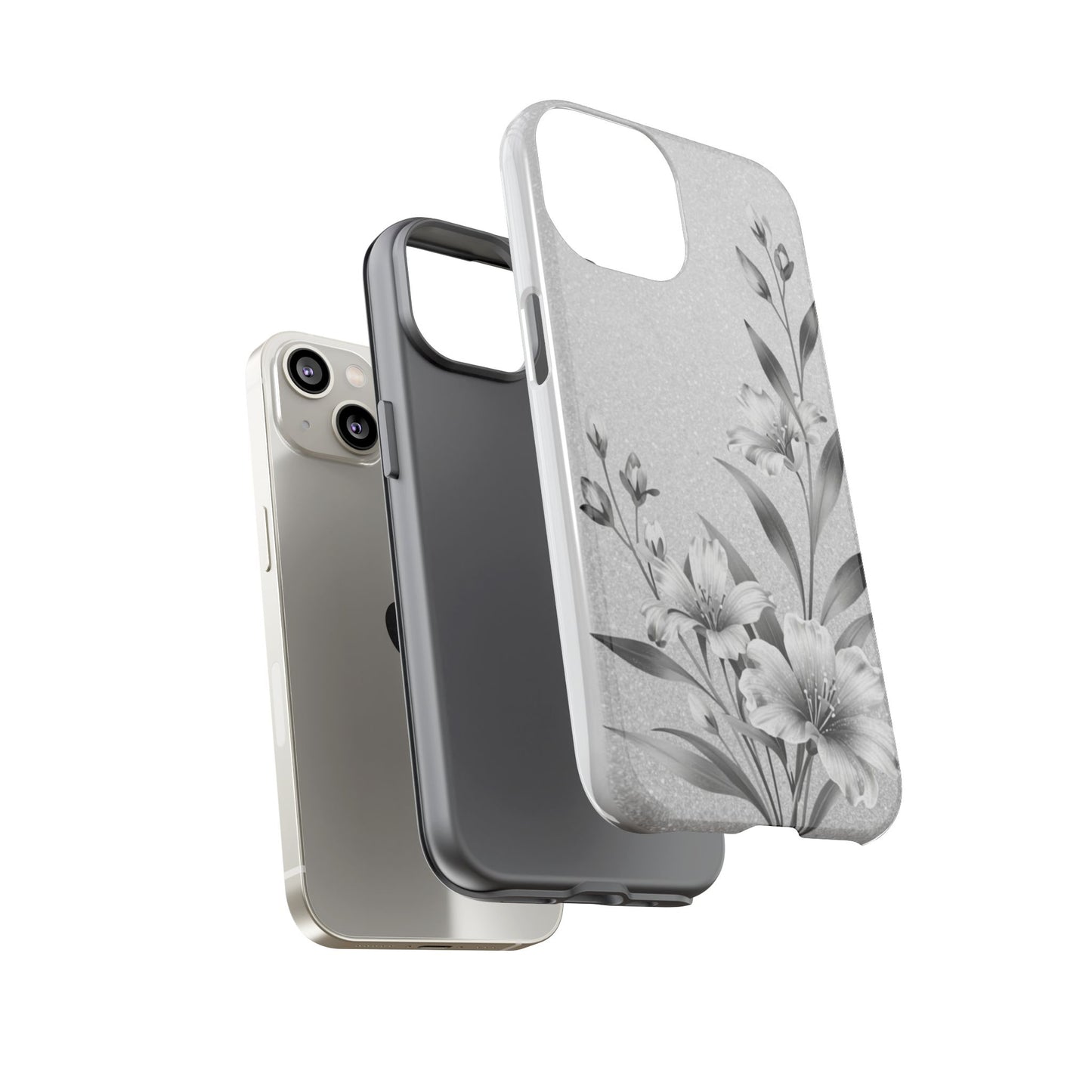 Floral Monochrome Phone Case — Elegant Black & White Lily Design