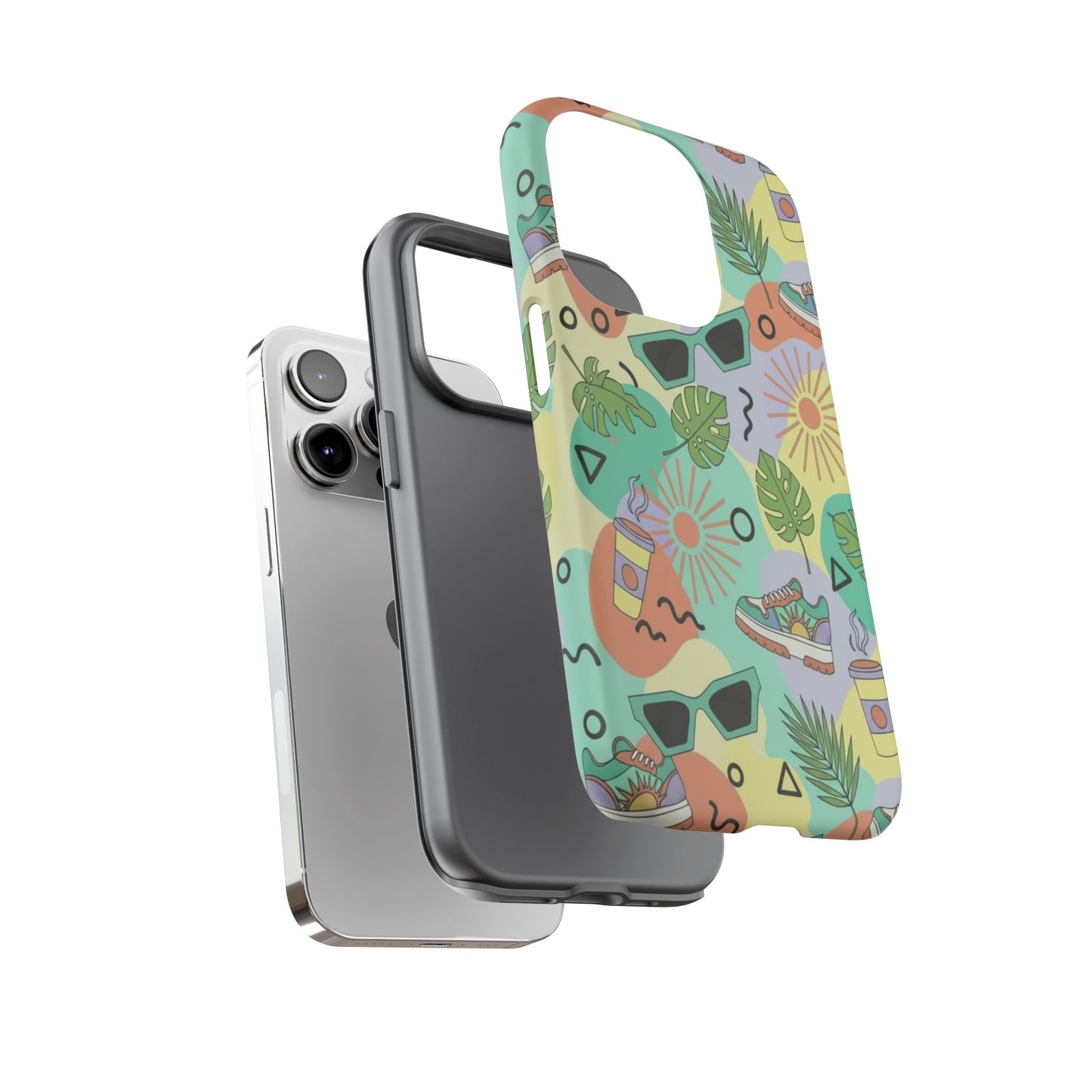 Tropical Summer Phone Case — Retro Sunglasses, Sneakers & Palm Pattern