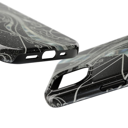 Geometry Tough Phone Case — Iridescent Ribbon on Black Celestial Background