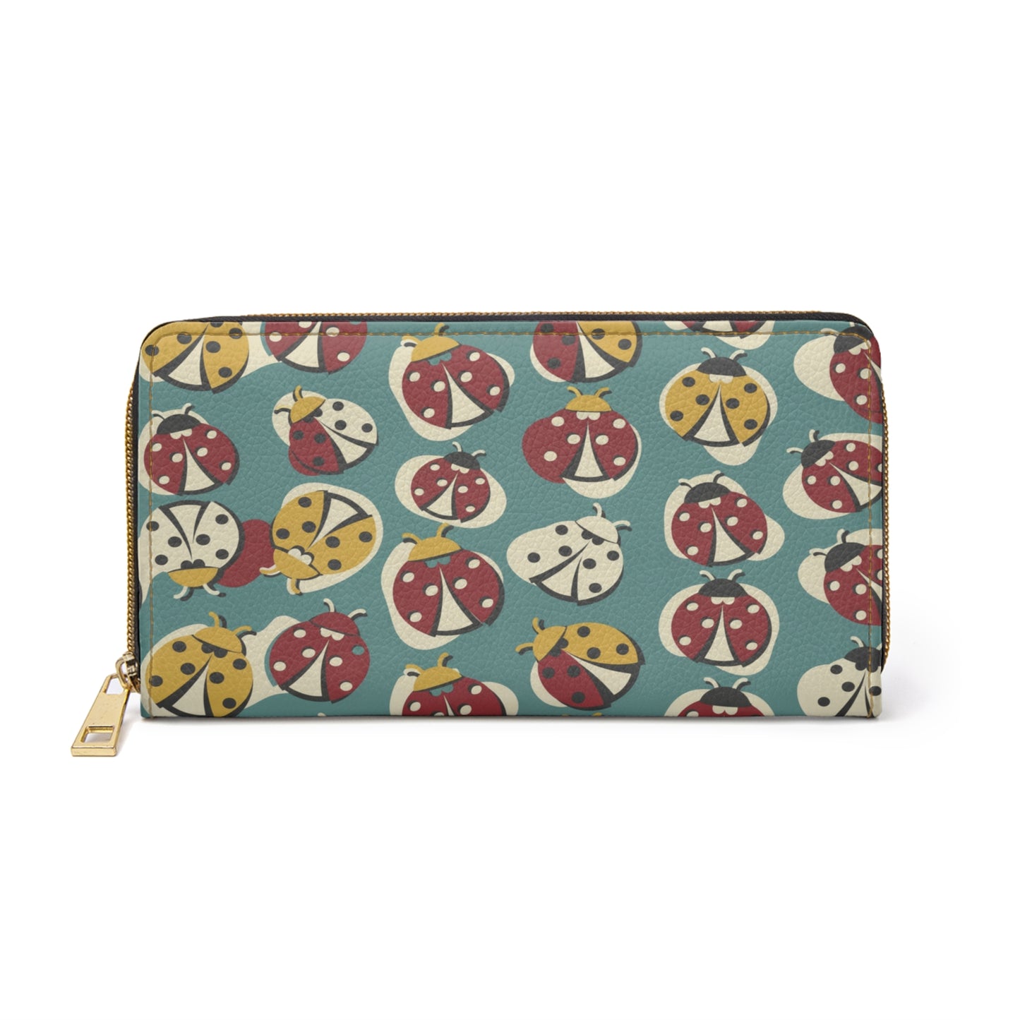 Ladybug Pattern Zipper Wallet - Cute Vintage-Inspired Coin & Card Organizer