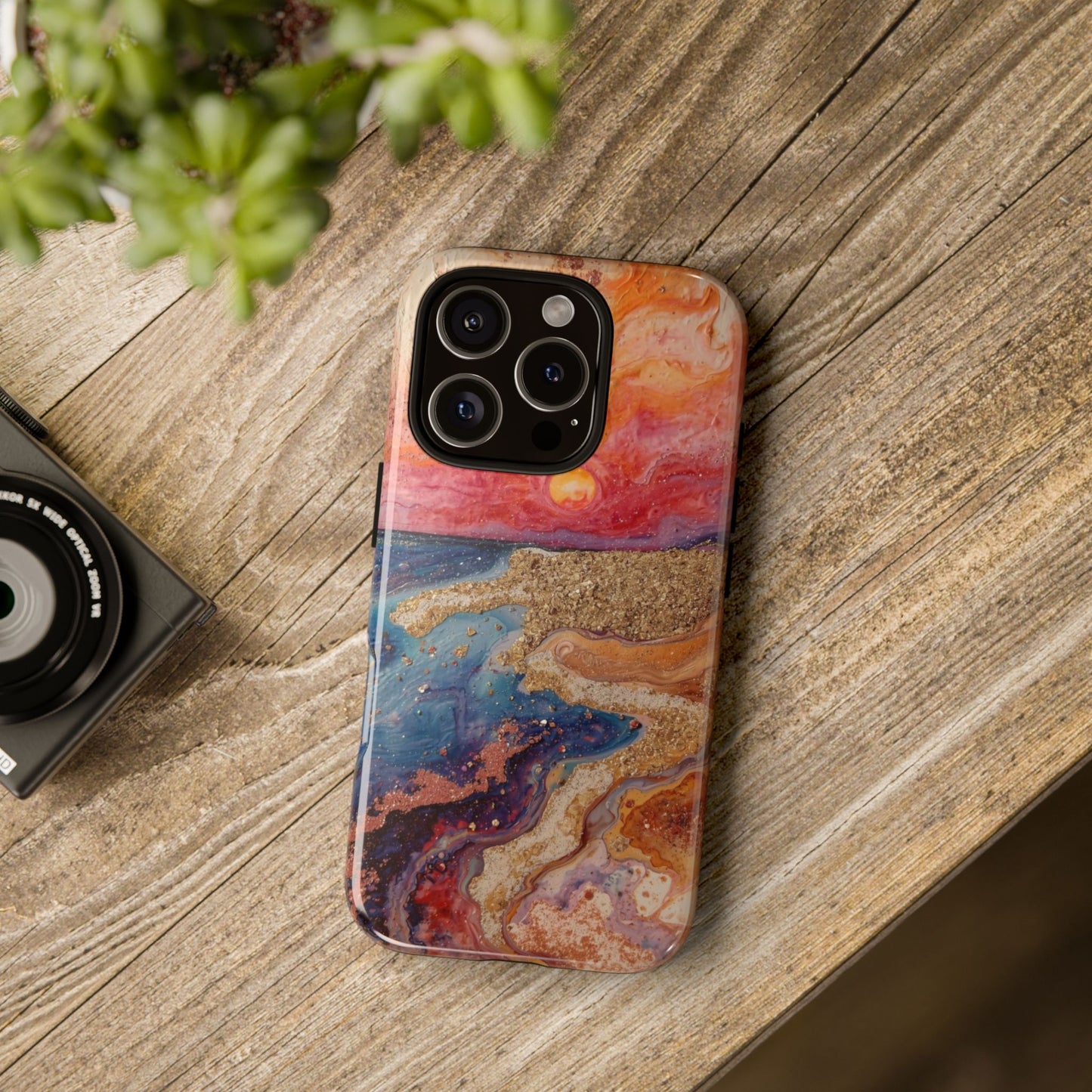 Sunset Coast Phone Case — Colorful Abstract Beach Art Tough Case