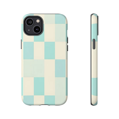 Pastel Checkerboard Tough Case – Mint & Cream Protective Phone Cover
