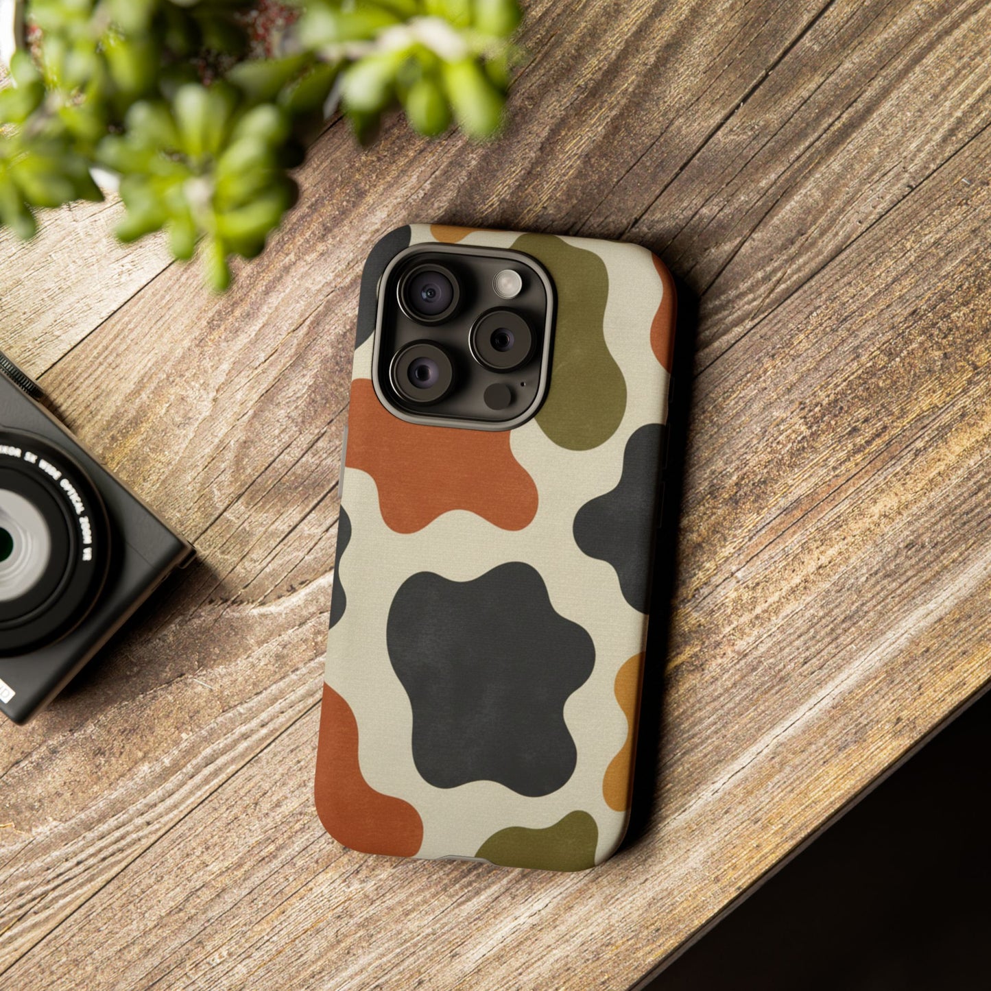 Retro Abstract Camouflage Phone Case — Earth Tone Tough Case