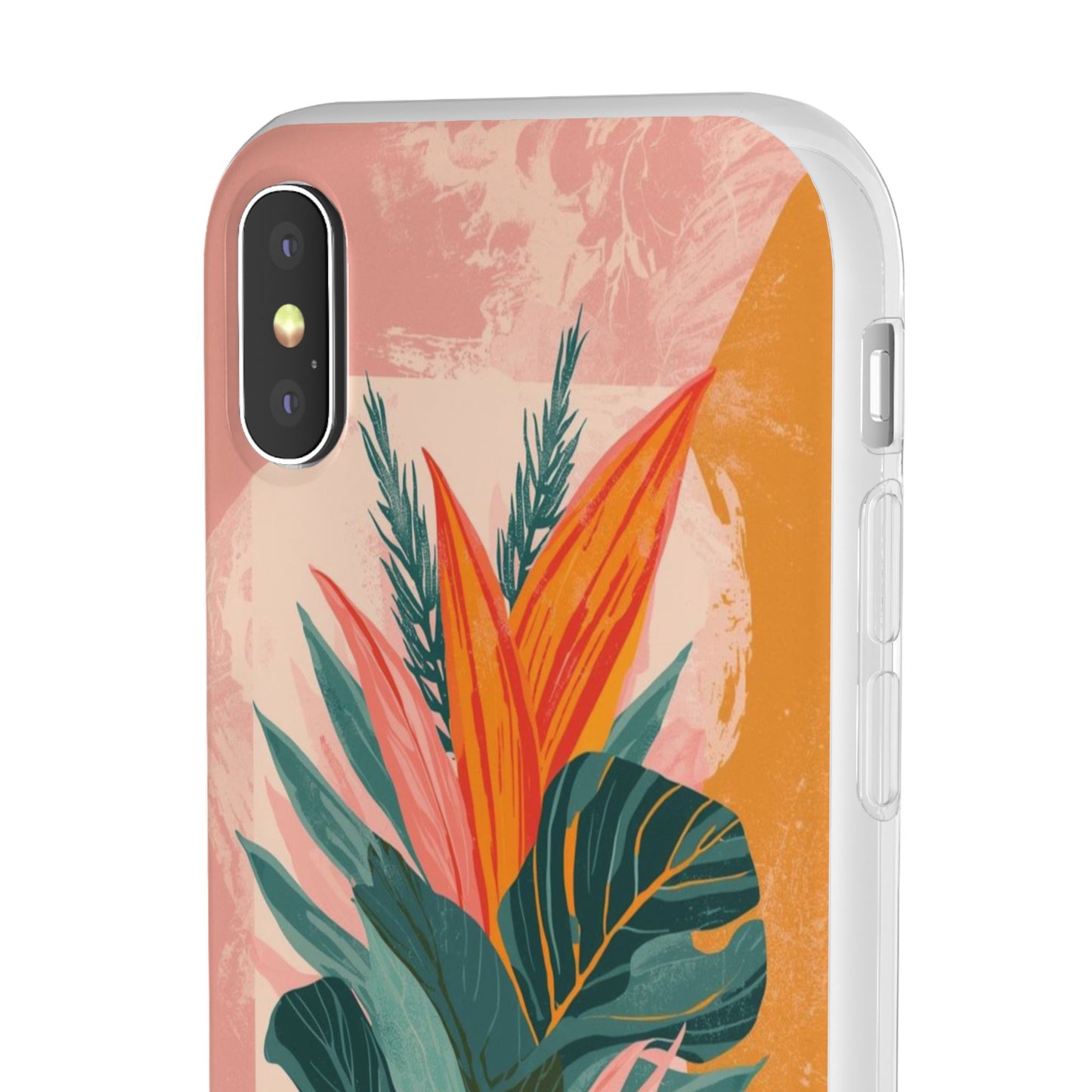 Tropical Botanical Phone Case — Pink & Orange Floral Flexi Case