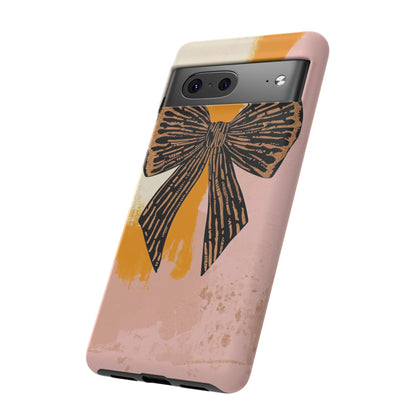Bow Brushstroke Tough Phone Case — Pink & Mustard