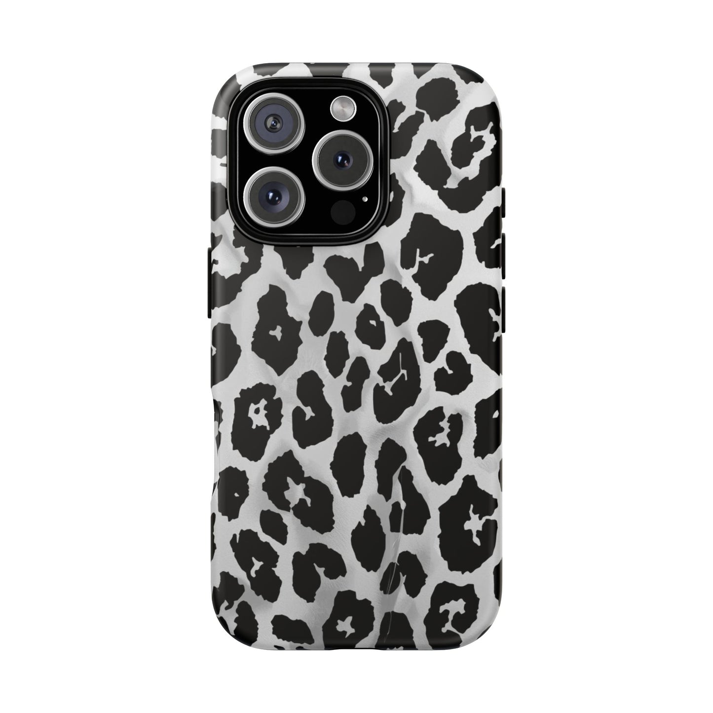 Leopard Print Tough Phone Case – Black & White Animal Pattern Protective Cover