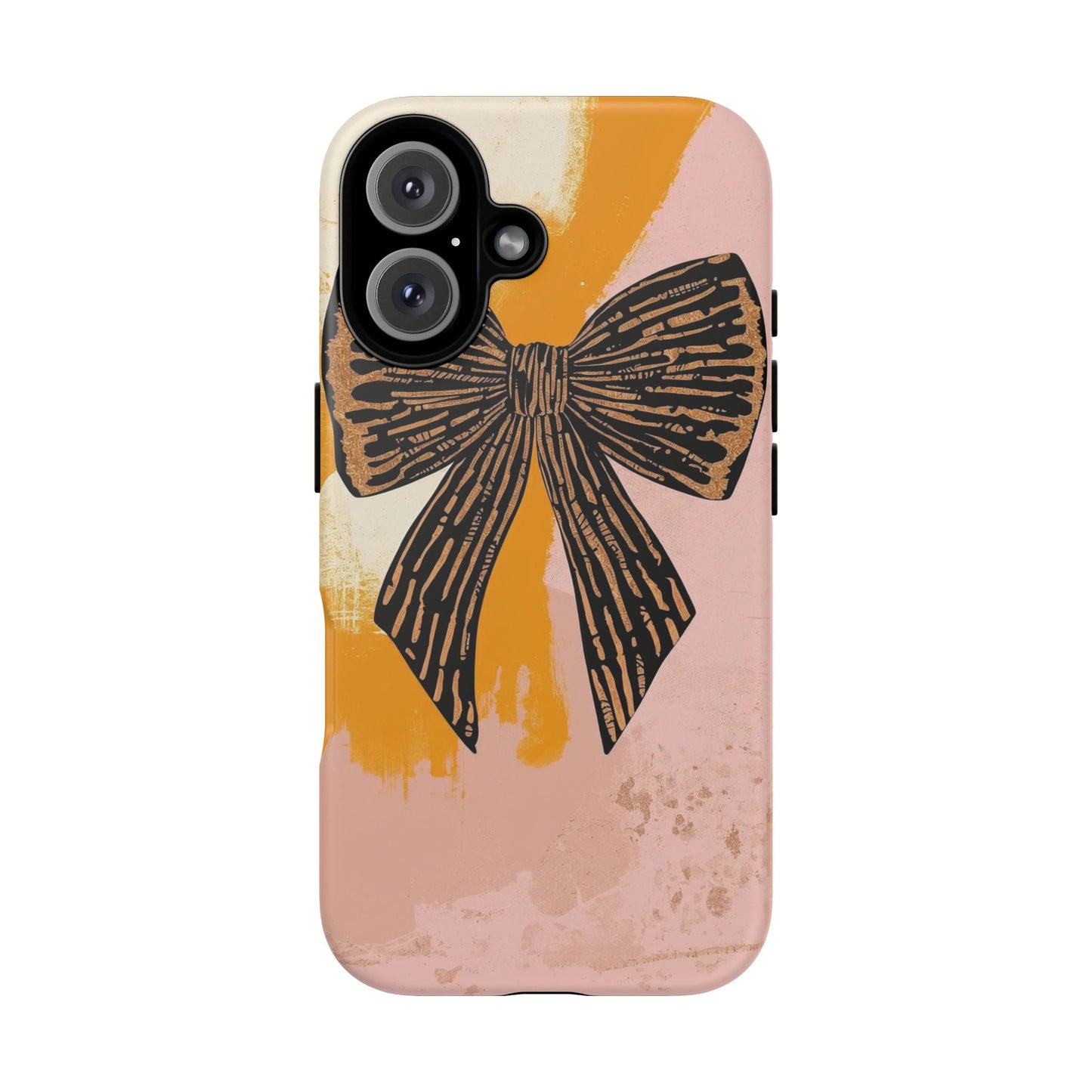 Bow Brushstroke Tough Phone Case — Pink & Mustard