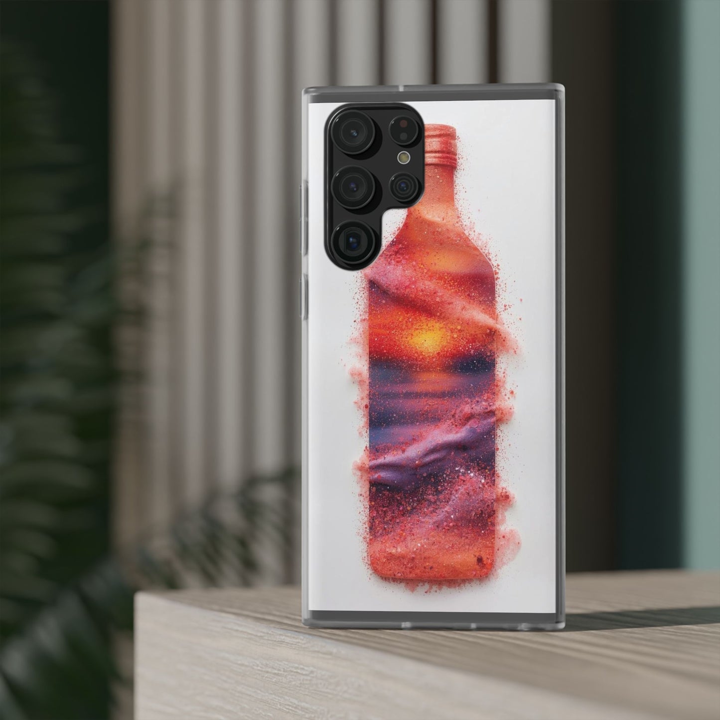 Galaxy Bottle Phone Case — Abstract Cosmic Beverage Design Flexible Case