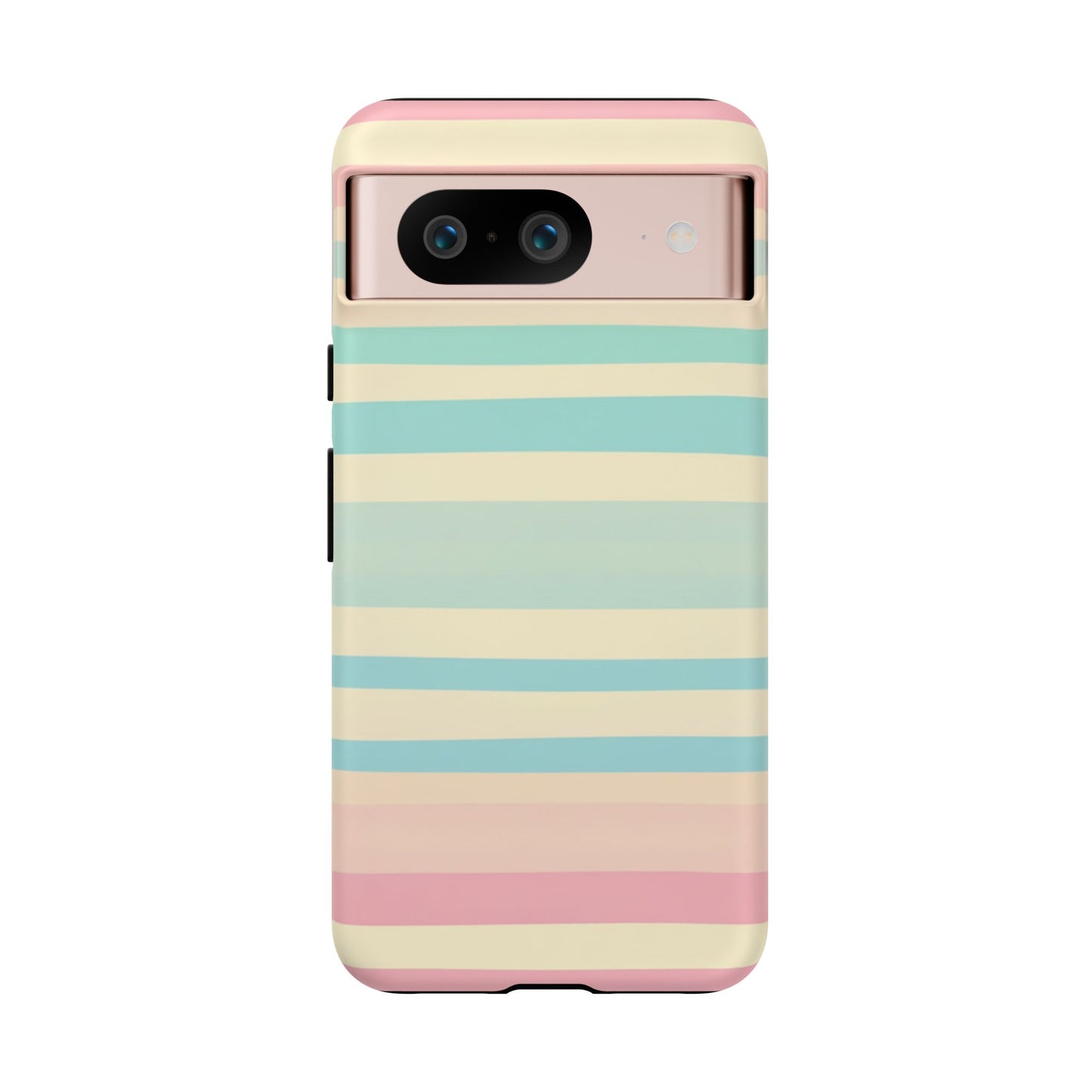 Pastel Striped Tough Phone Case – Protective Retro Rainbow Design