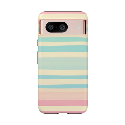 Pastel Striped Tough Phone Case – Protective Retro Rainbow Design