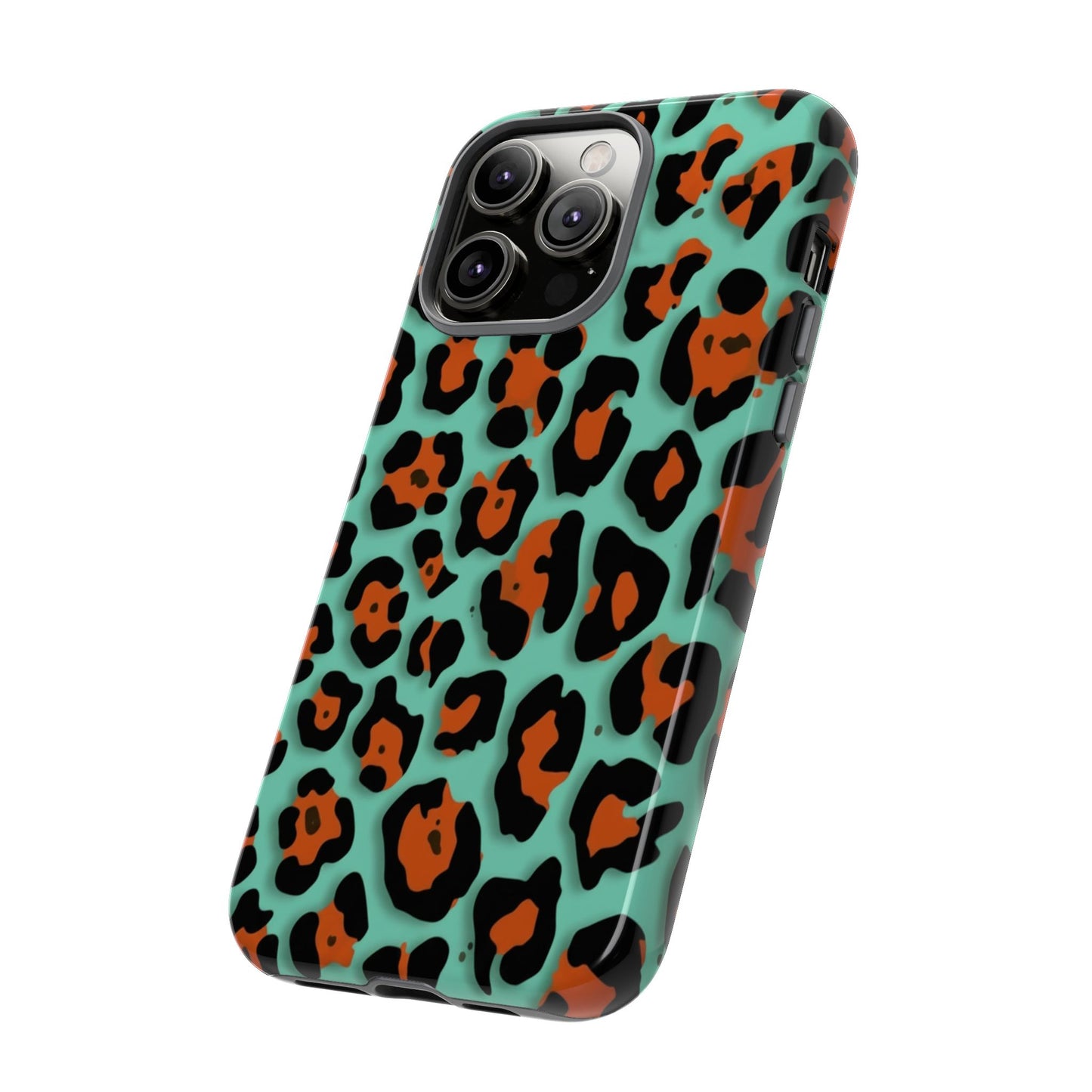 Teal & Rust Leopard Phone Case — Tough Protective Animal Print