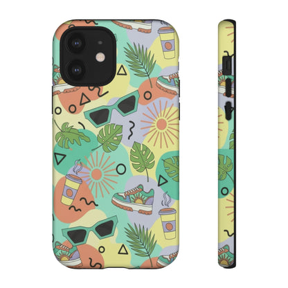 Tropical Summer Phone Case — Retro Sunglasses, Sneakers & Palm Pattern