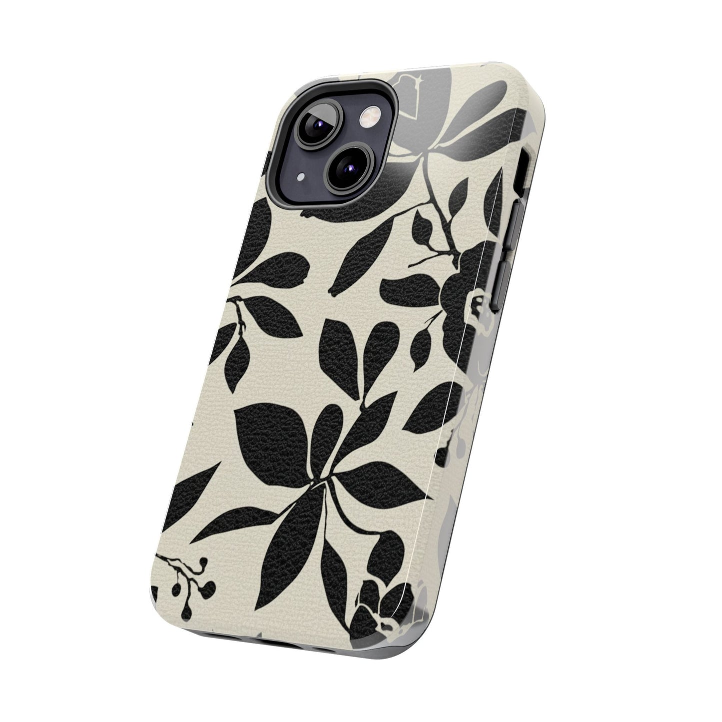 Tough Phone Case — Black Floral Silhouette Protective Cover