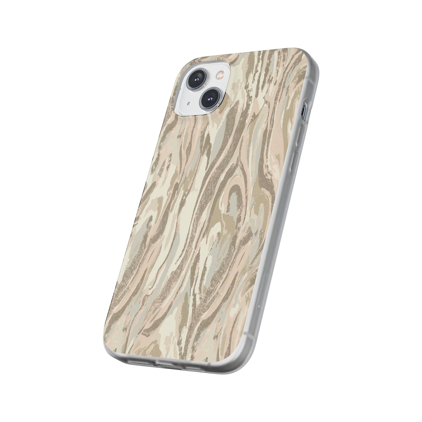 Neutral Marble Swirl Flexi Phone Case — Beige Abstract Protective Cover