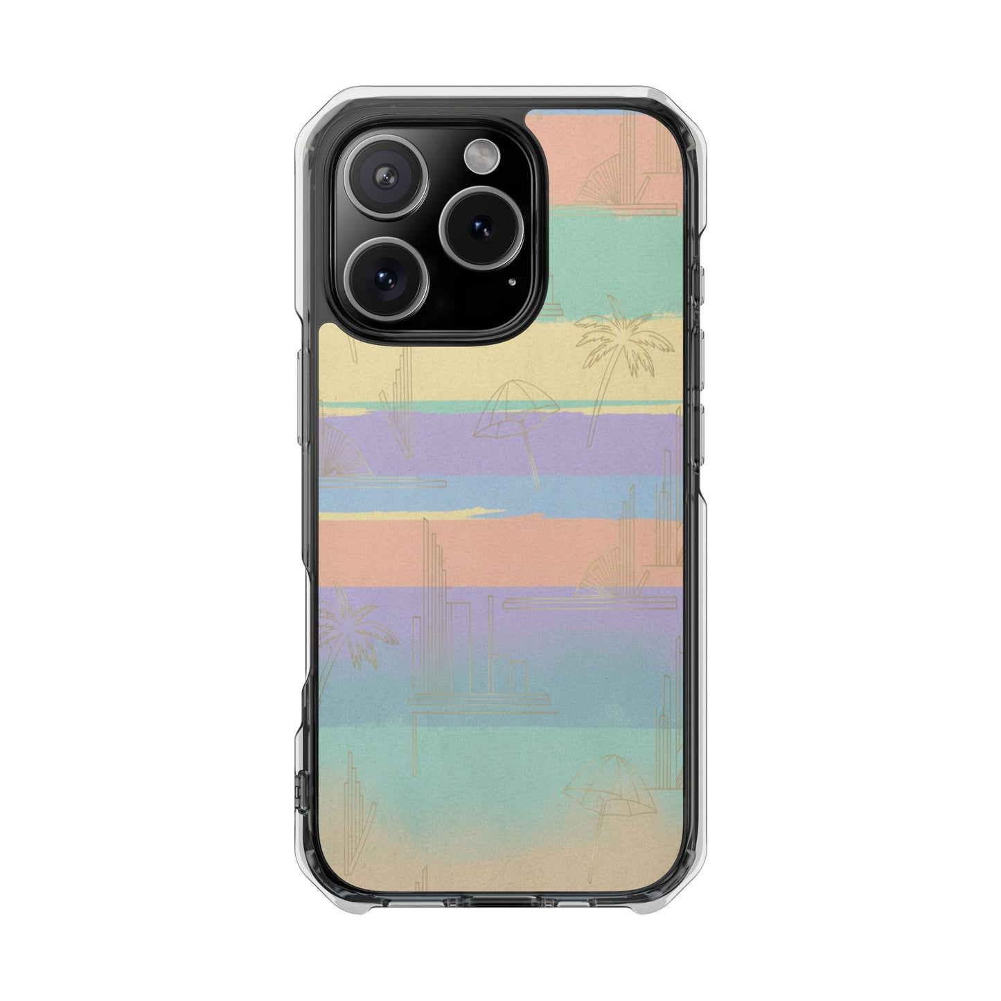 Pastel Stripe Clear Magnetic Impact Phone Case — Retro Beach Vibes