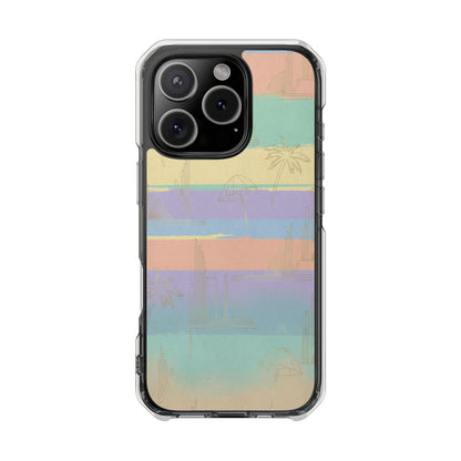 Pastel Stripe Clear Magnetic Impact Phone Case — Retro Beach Vibes