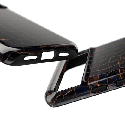 Croc-Embossed Tough Phone Case — Shockproof Black Alligator Texture
