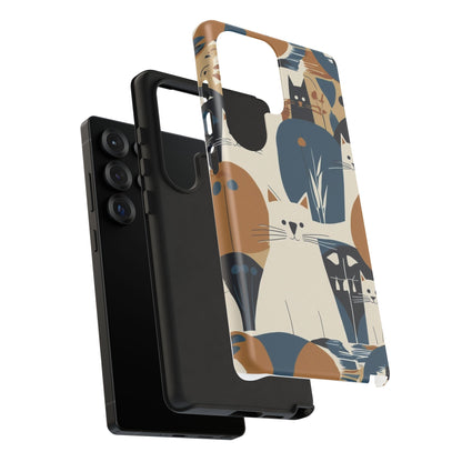 Cat Pattern Phone Case – Retro Abstract Cats Protective iPhone Cover