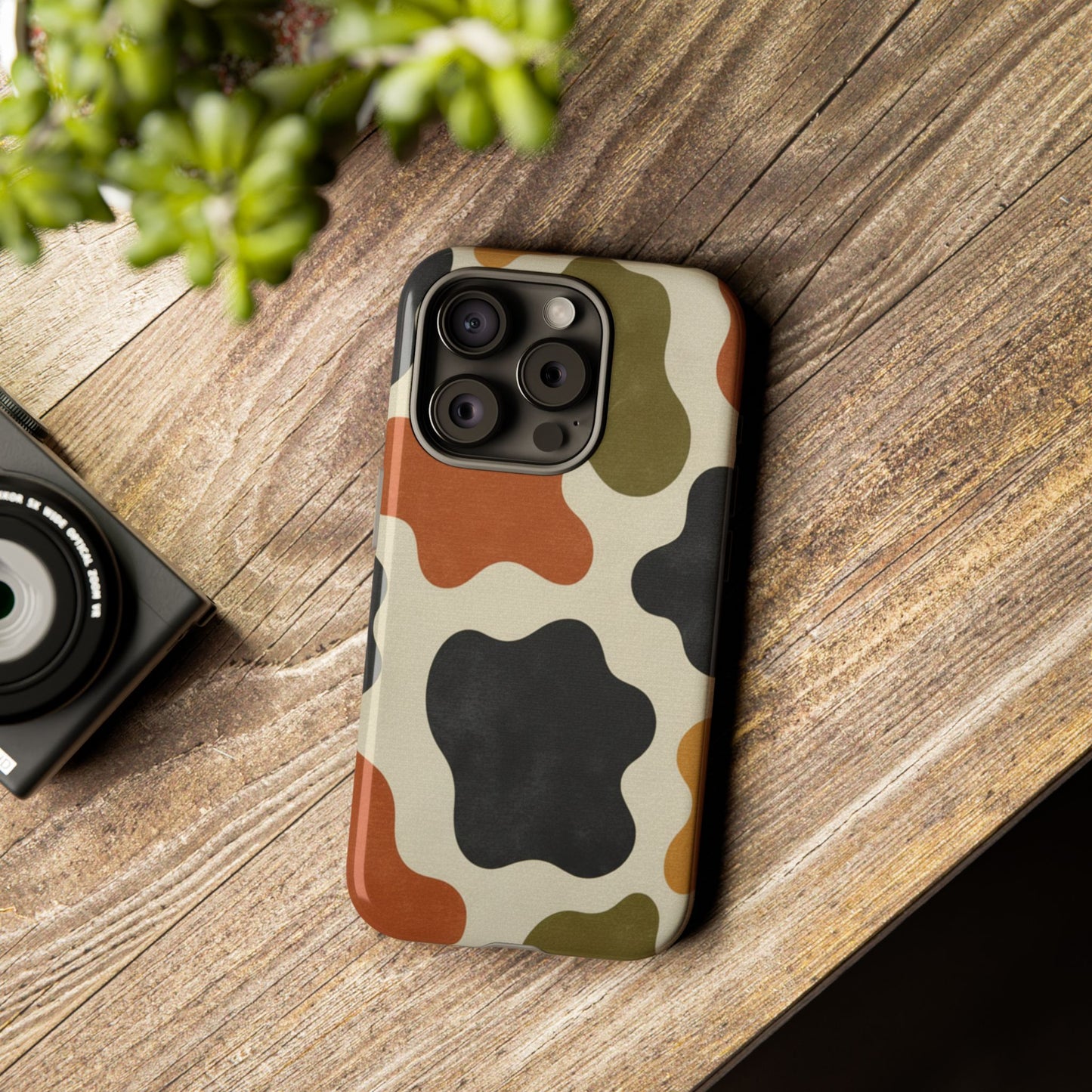 Retro Abstract Camouflage Phone Case — Earth Tone Tough Case