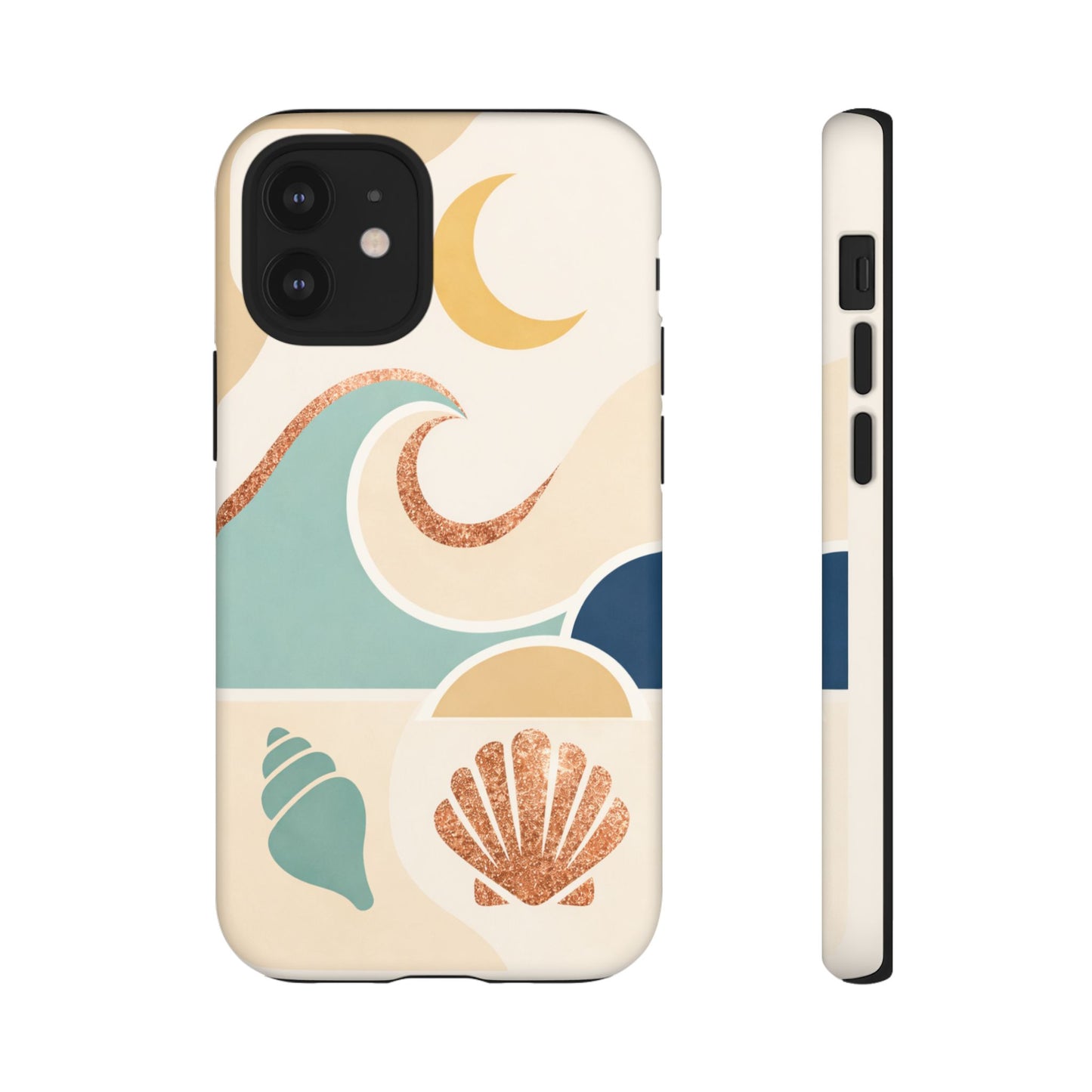 Sea Breeze Tough Phone Case — Retro Waves & Shells Design
