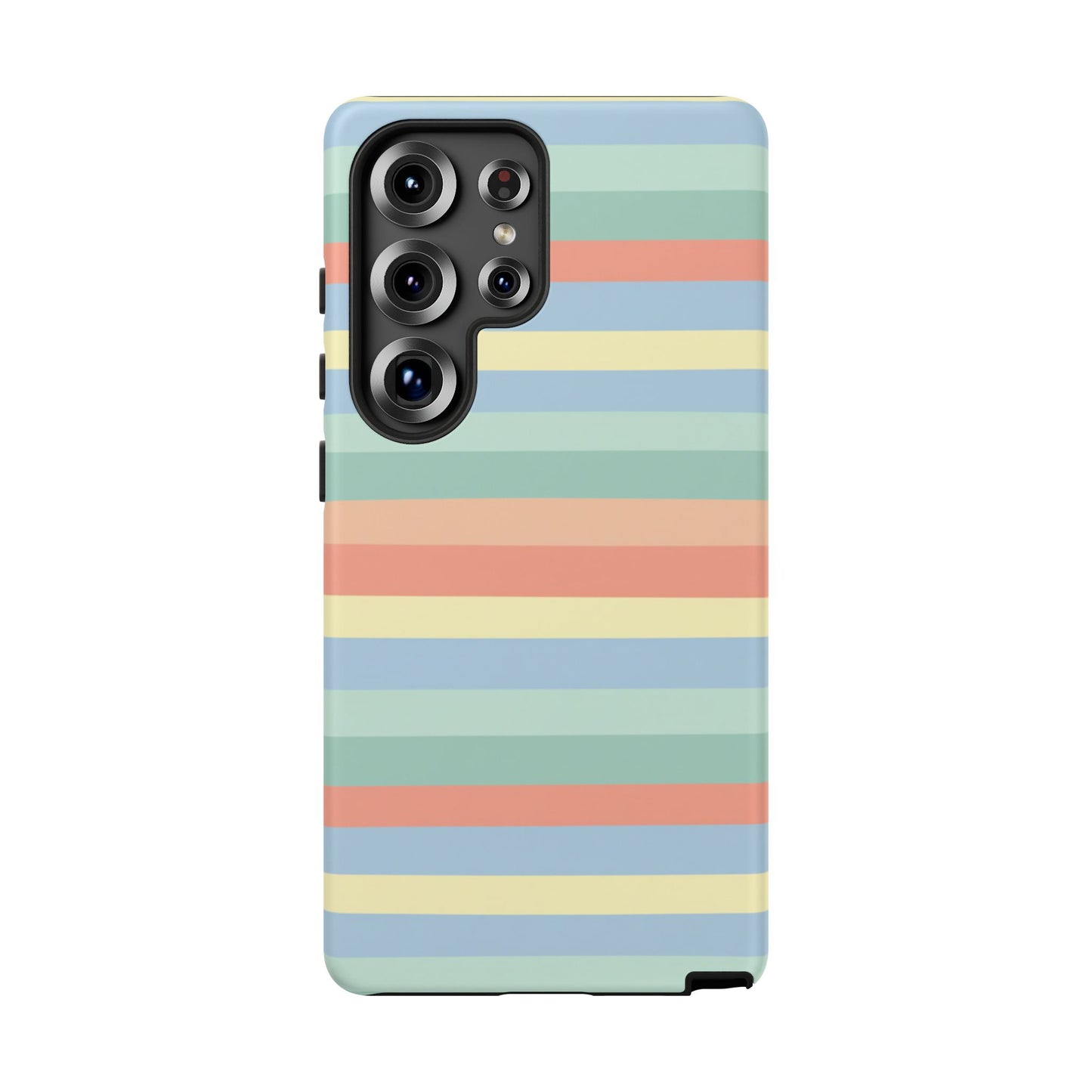 Pastel Striped Phone Case — Retro Horizontal Multi-Color Tough Case