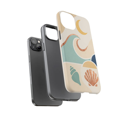 Sea Breeze Tough Phone Case — Retro Waves & Shells Design