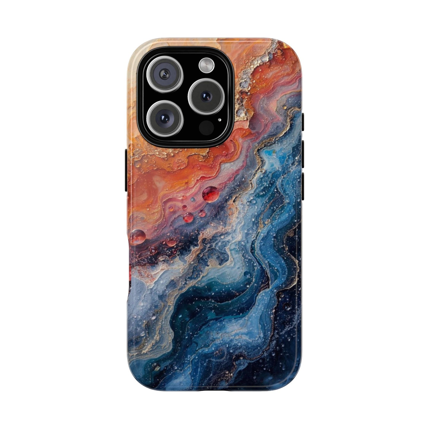 Marbled Galaxy Tough Phone Case — Abstract Blue & Coral Protective Cover