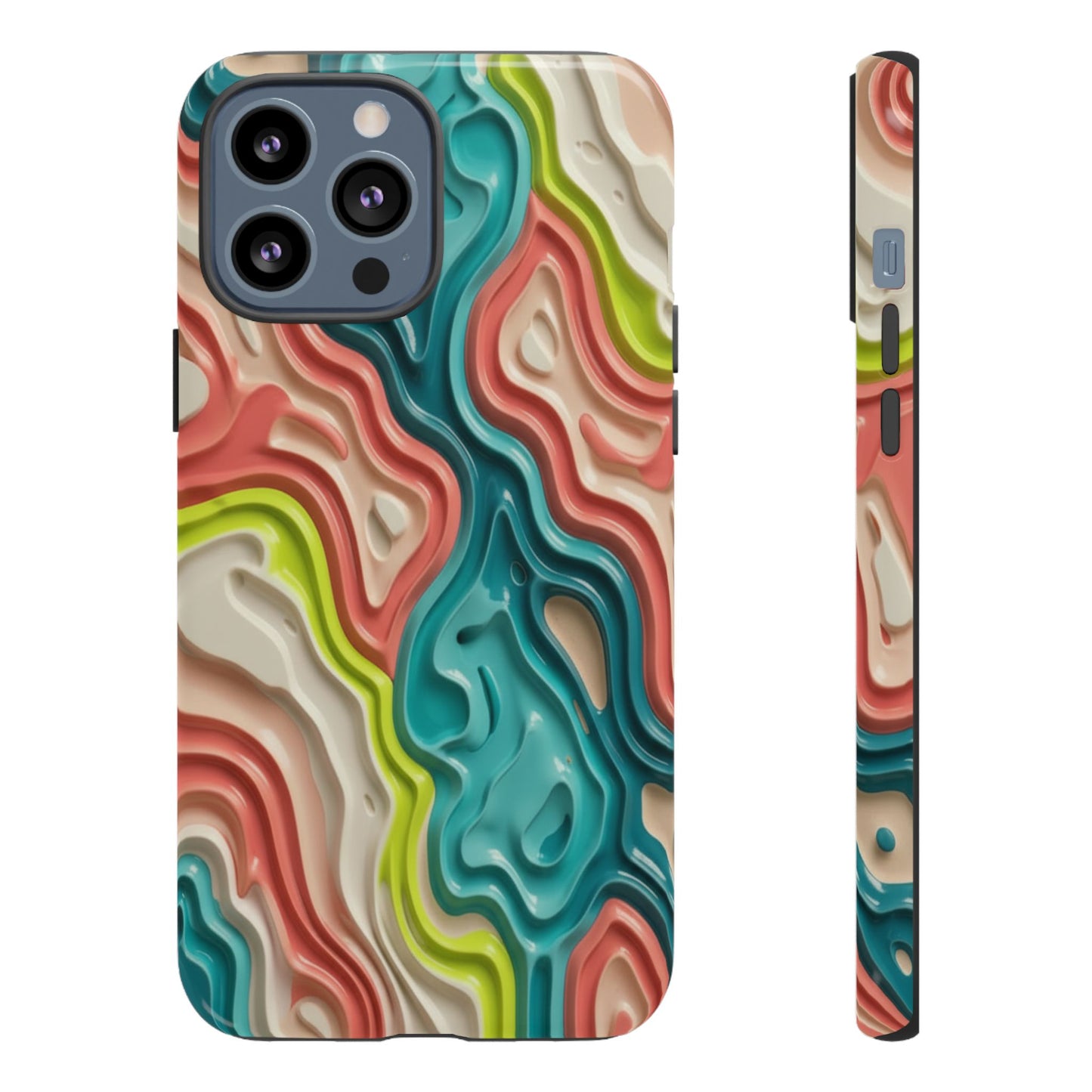 Abstract Contour Phone Case — Colorful Topographic Pattern Tough Case