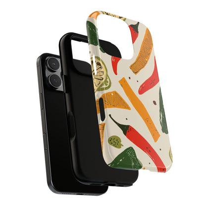 Spicy Peppers Phone Case – Colorful Chili, Lime & Citrus Pattern