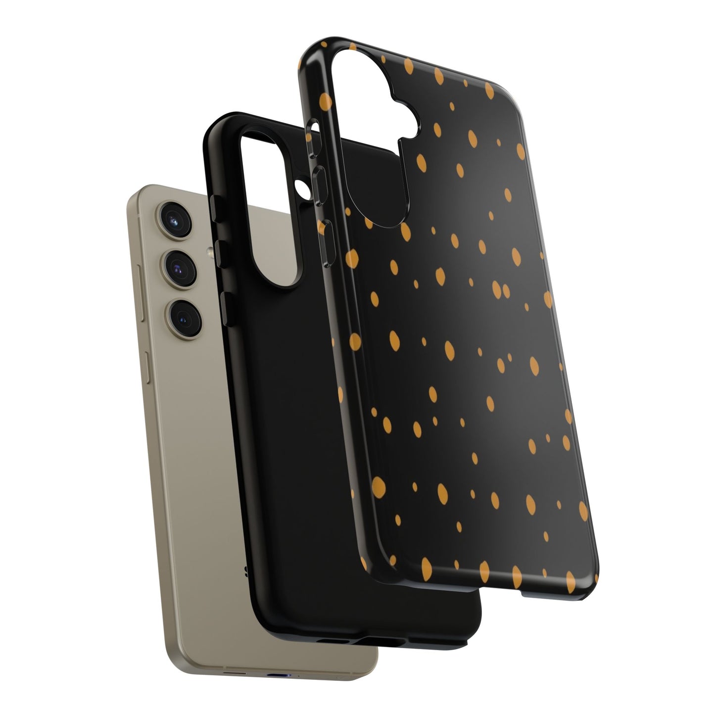 Black & Gold Dot Tough Phone Case — Protective Sparkle Pattern