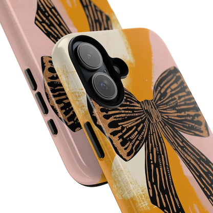 Bow Brushstroke Tough Phone Case — Pink & Mustard