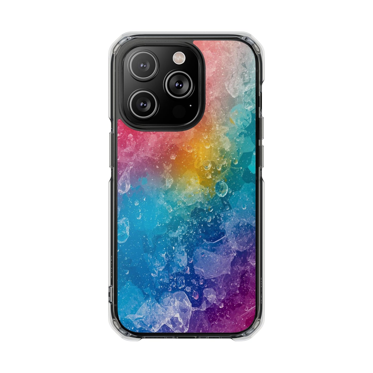 Clear Magnetic Phone Case — Rainbow Crystal Watercolor Impact Protective Cover