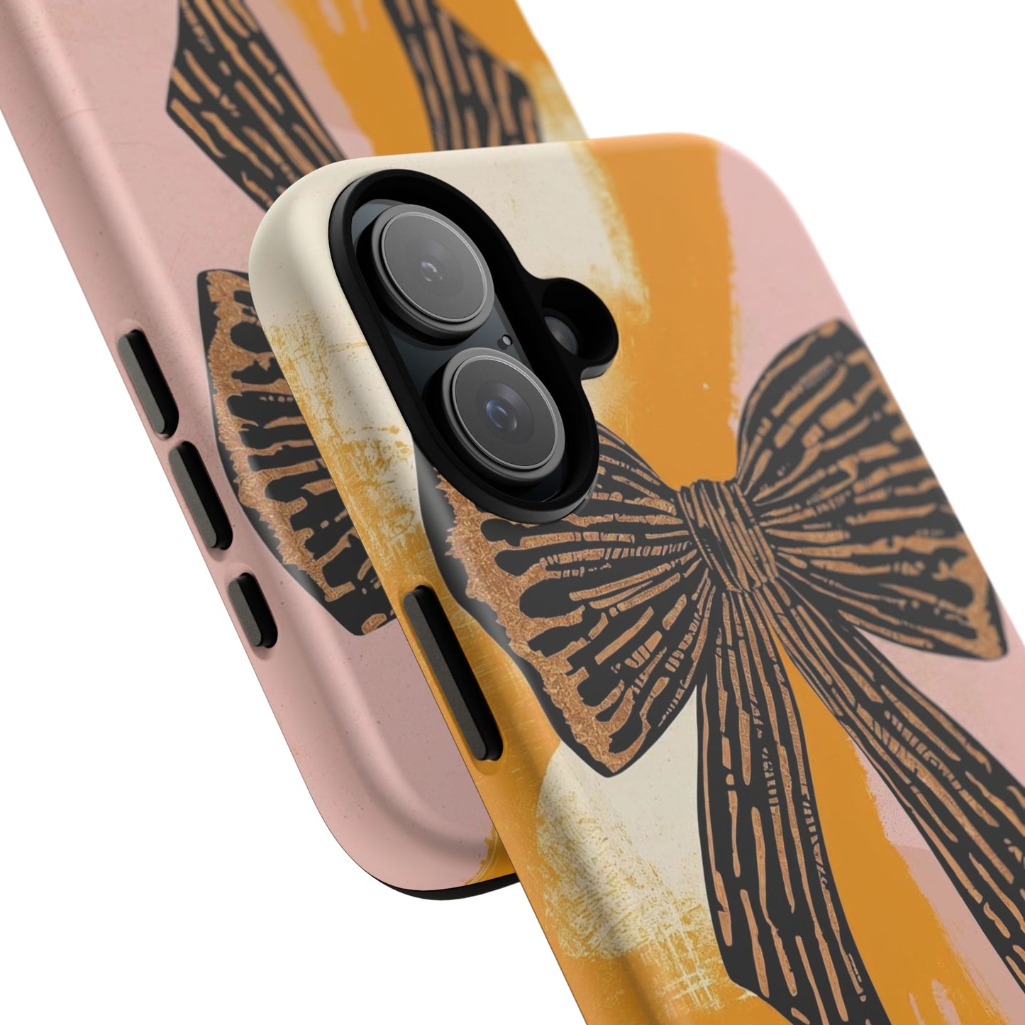 Bow Brushstroke Tough Phone Case — Pink & Mustard