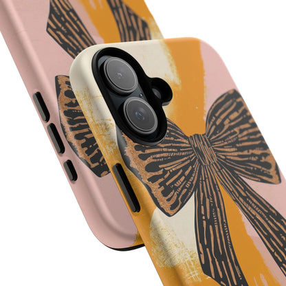 Bow Brushstroke Tough Phone Case — Pink & Mustard