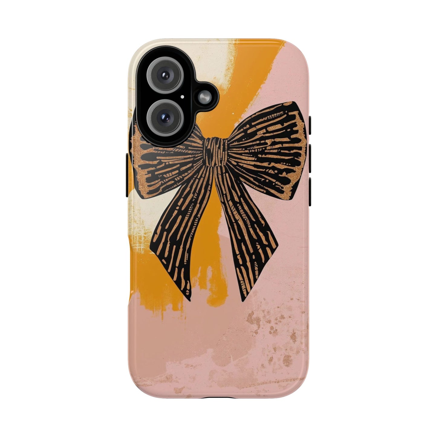 Bow Brushstroke Tough Phone Case — Pink & Mustard