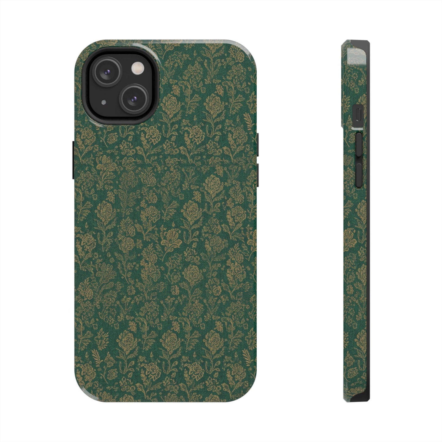 Vintage Floral Tough Phone Case — Green Damask Protective Cover