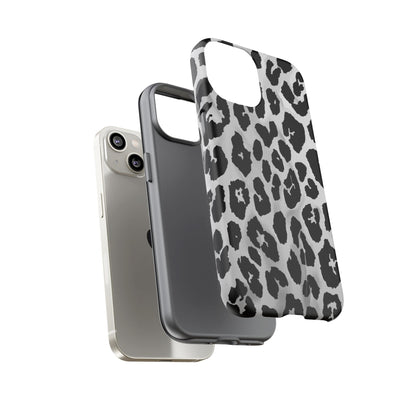 Leopard Print Tough Phone Case – Black & White Animal Pattern Protective Cover