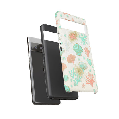 Seashell Coral Phone Case — Pastel Beach Shells Protective Tough Case