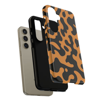 Leopard Print Phone Case — Orange & Black Tough Pattern Protective Cover